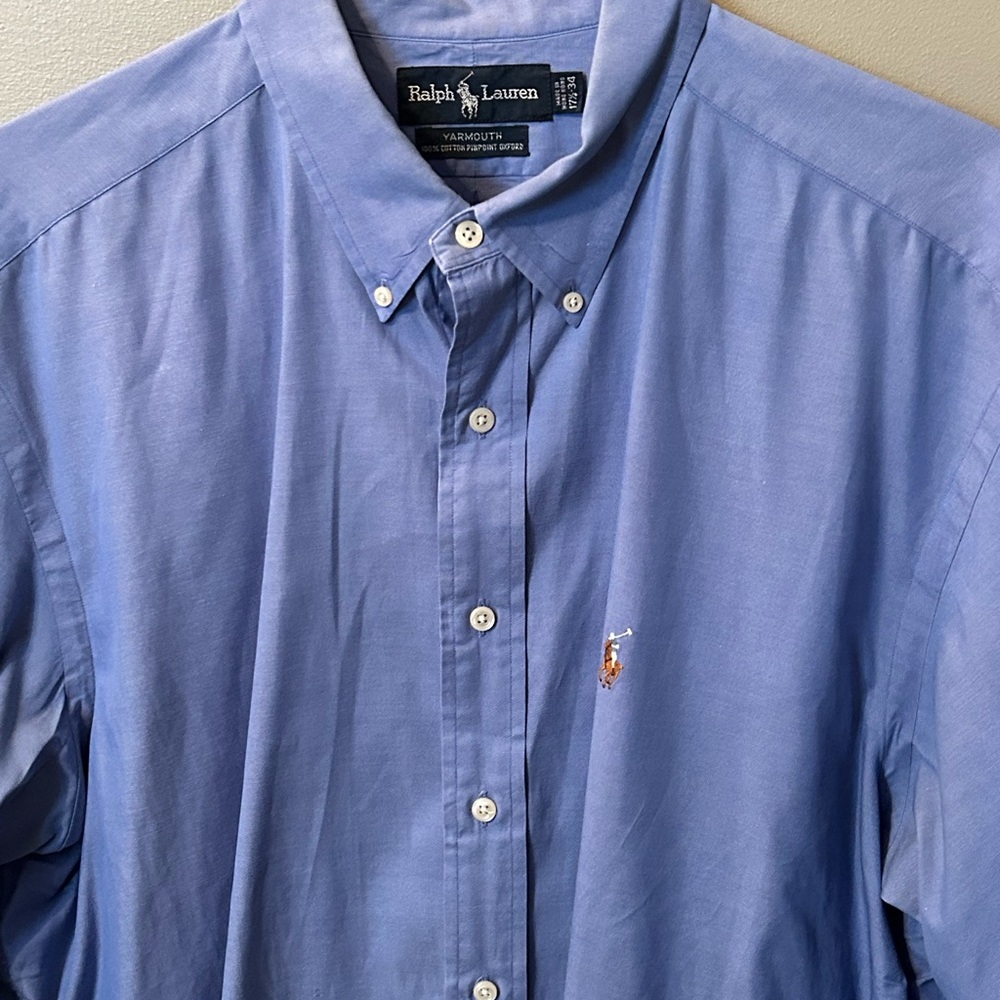 Ralph Lauren Men's Yarmouth Casual Blue Button Down Shirt